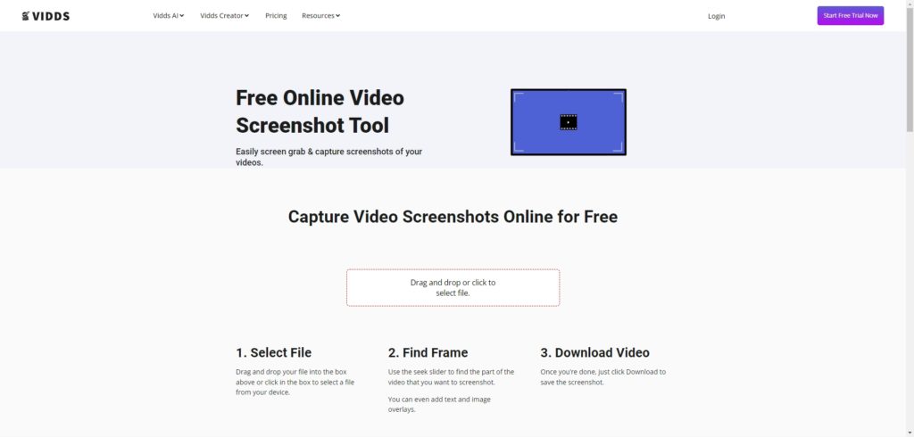 Vidds Free Online Video Screenshot Tool