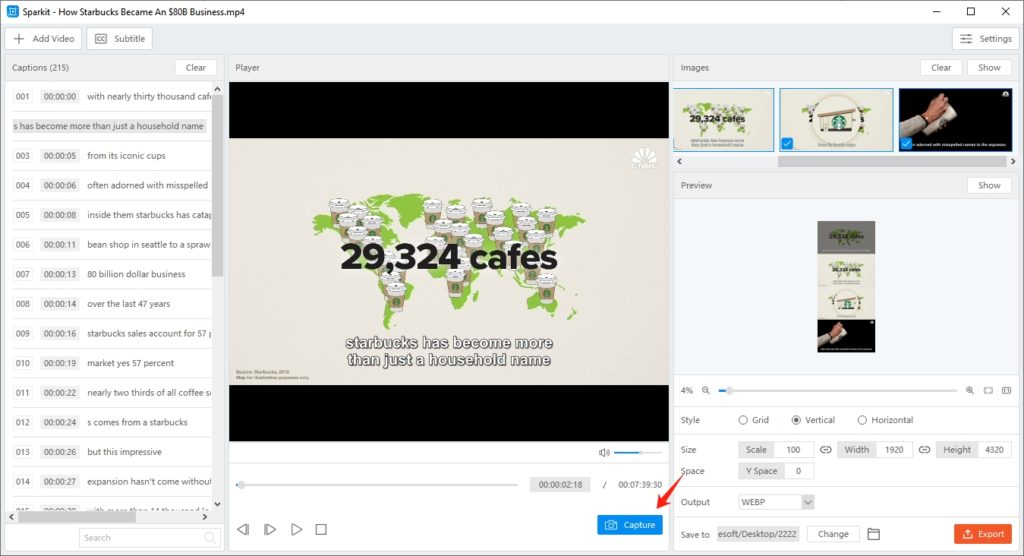 capture images based on subtitle