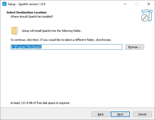 choose location to install sparkit