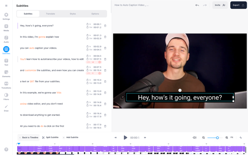 veed add subtitles to video